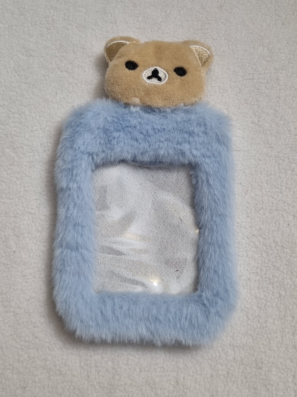 Cute Animal Cartoon Bear Kpop Fluffy Plushy Photocard ID Star Phone Holder New